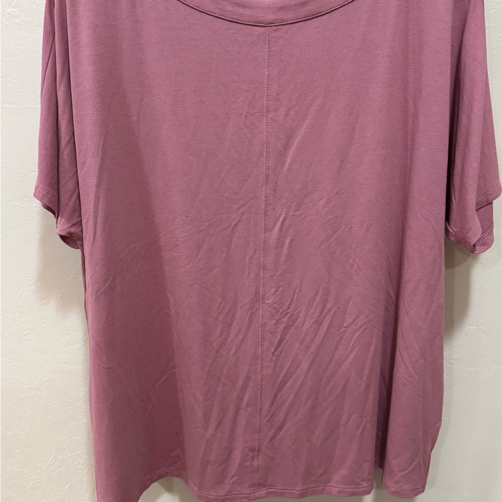 J Jill Wearever Collection Mauve SZ S Wing Sleeve Top Shirt Pink Rose Rayon